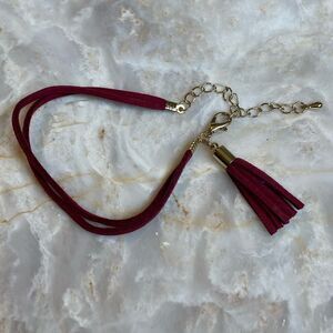 Red Faux Leather Tassel Bracelet